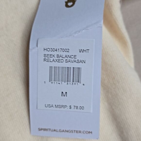 657 NWT Spiritual Gangster Seek Balance Relaxed Savasana Sweater Winter White - Picture 5 of 9